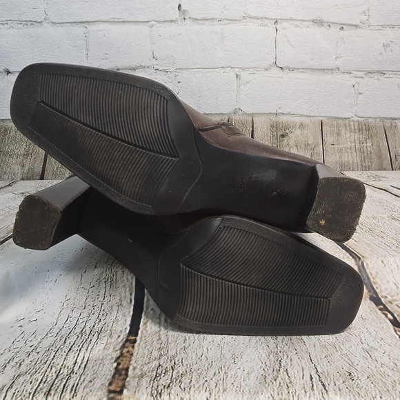 Worthington Midcalf Brown Leather Boots Square Toe Side Zip Womens 7 - Picture 13 of 16